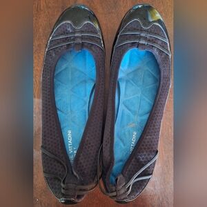 Anne Vittadini Black Mesh Flats with Patent Accents